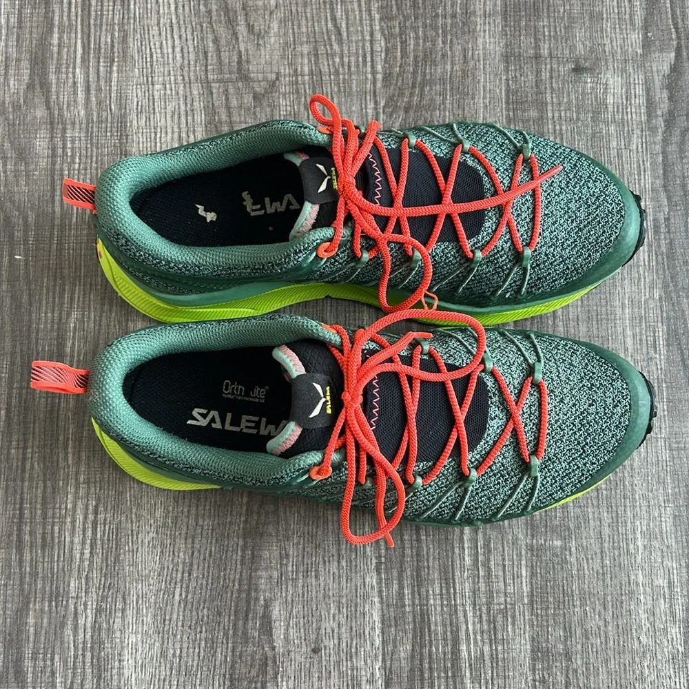 Salewa Women’s Dropline Shoes Hiking Running Sneakers‎ Outdoors Green/Coral 8.5